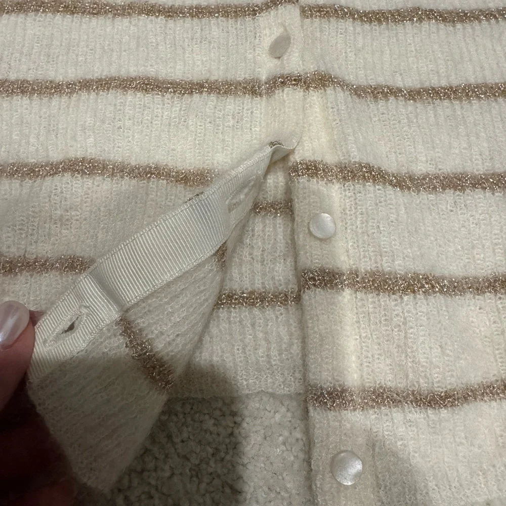 Sezane Gaspard Cardigan in Ecru/Gold - Picture 6 of 10